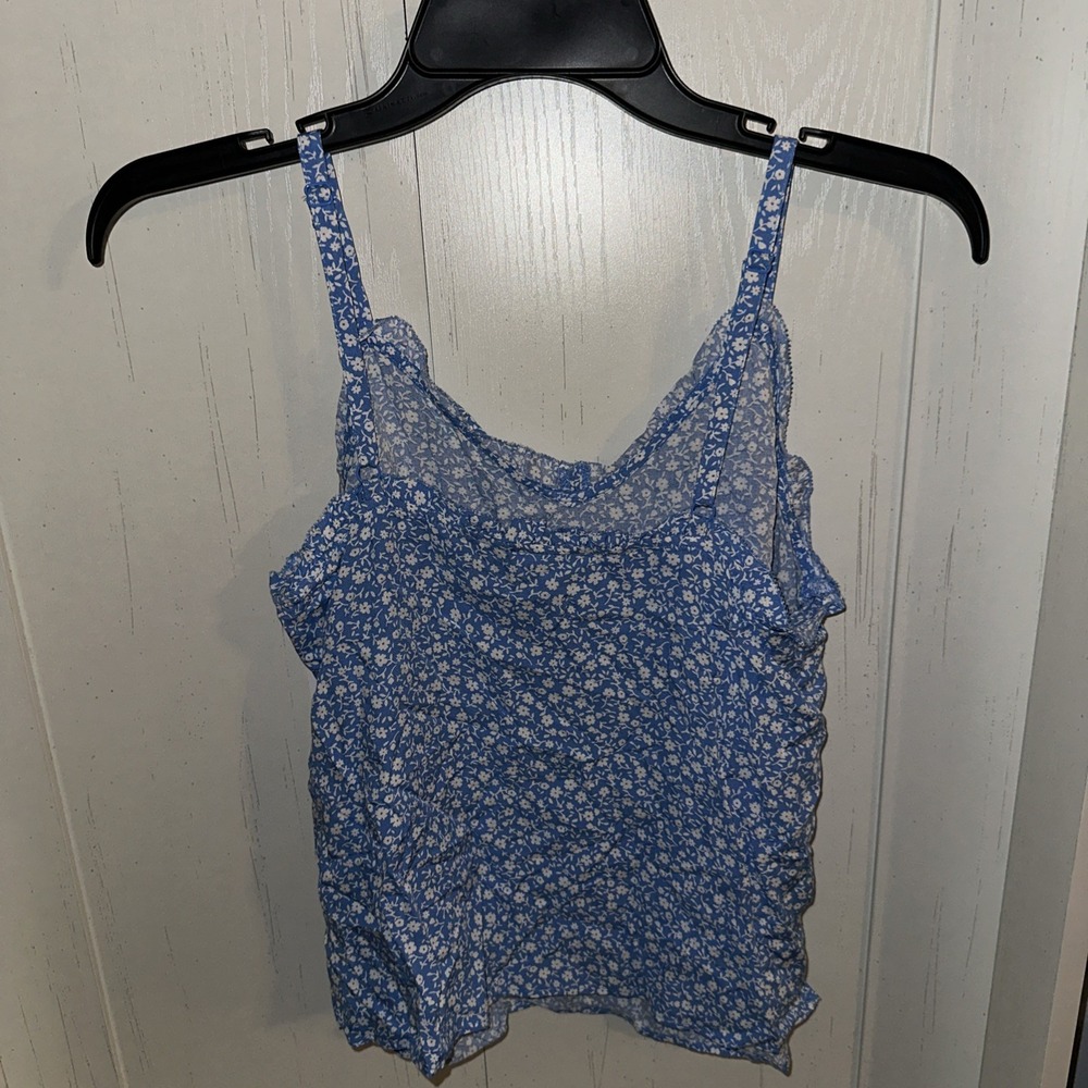 Old Navy Women's Sleeveless Cropped Top Camisole XS Floral Ruffle Blue Ditsy